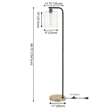 Easton 60.75" Modern Minimalist Metal/Ribbed Glass LED Floor Lamp - JONATHAN Y